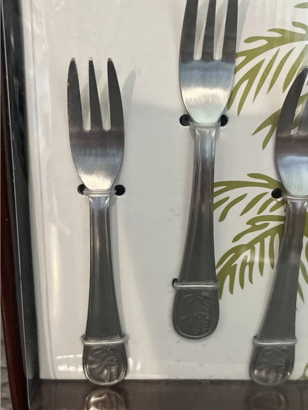 Cambridge Palm Tree Satin Cocktail Forms Set of 4 Stainless New Boxed